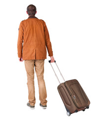 Back view of stylishly dressed man in a brown jackett with  suit