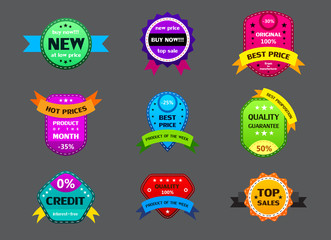 set of different color labels