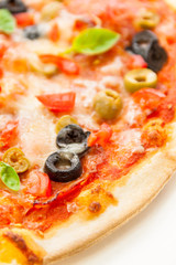 Beautiful multi colored and crispy olive pizza