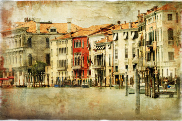 Naklejka premium Venice, artwork in painting style
