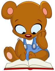 Teddy bear reading book