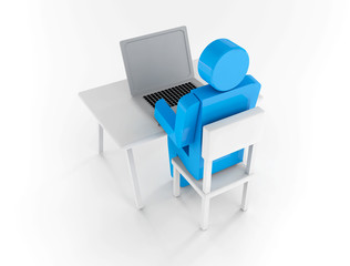 Fototapeta premium 3d white man working
