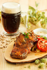 grilled meat with beer