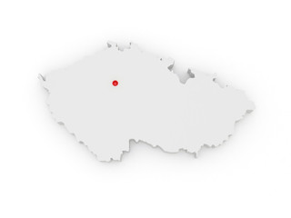 Three-dimensional map of Czech Republic.