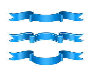Blue Vector Ribbons Set