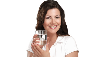 young beautiful woman drinking a glass of water - 54083169