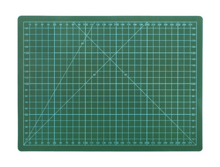 green cutting mat on a white background