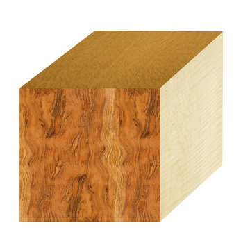 large wood cube with lacewood,curly bubinga and sycamore