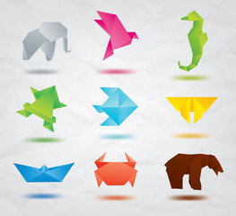 Ensemble de symboles d& 39 animaux en origami