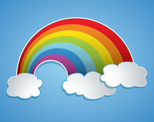 vector rainbow and clouds in the sky