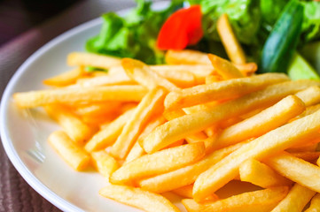 Golden French fries potatoes