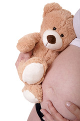 schwangere Frau mit Teddy
