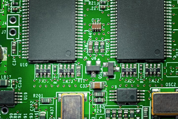 Close-up of electronic circuit board. Macro .