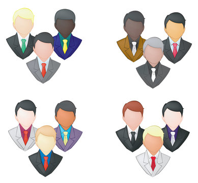 Set of businessman icon in group (pencil line)