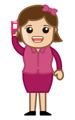 Cartoon Girl Talking Over Mobile Phone