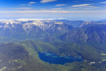 Fototapeta premium Eibsee lake view from Zugspitze top of Germany