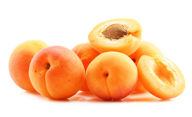 Composition with fresh ripe apricots isolated on white