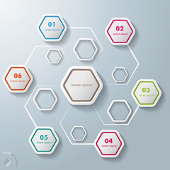 Colorful Abstract Hexagons Infographic 6 Options