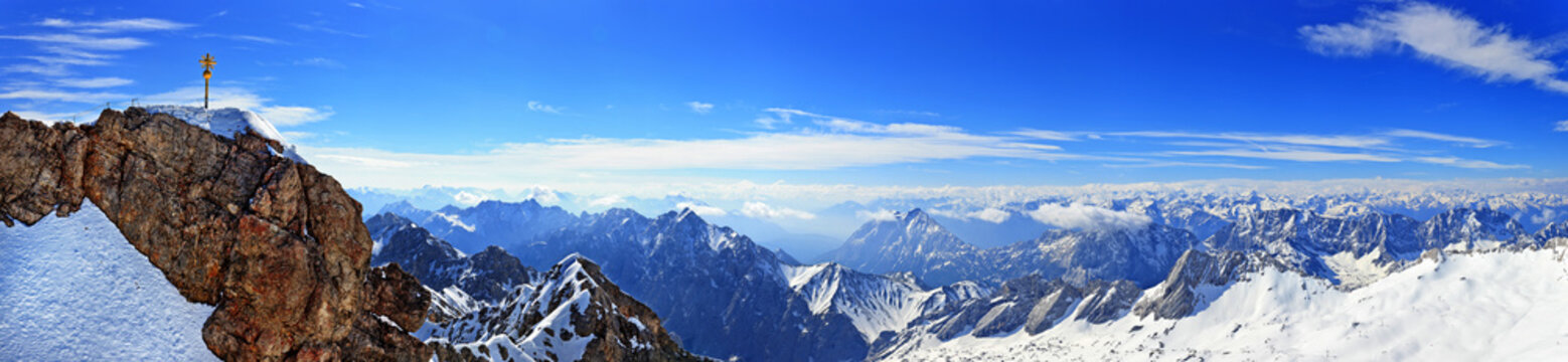 Panorama view from Zugspitze top of Germany