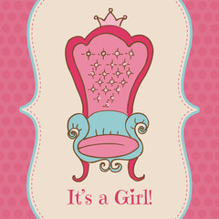 Baby Girl Shower and Arrival Card - with place for your text