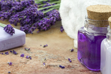 Obraz na płótnie Canvas Spa cosmetic and wellness products of lavender
