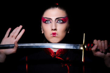 Woman in japanese martial art concept