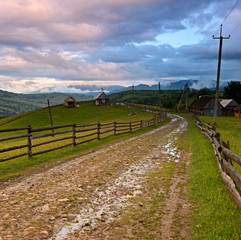 Evening landscape in the mountains. Ukraine.