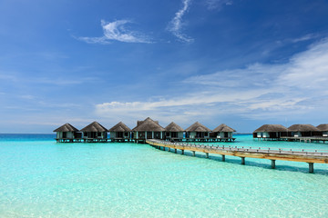 Beautiful beach with water bungalows