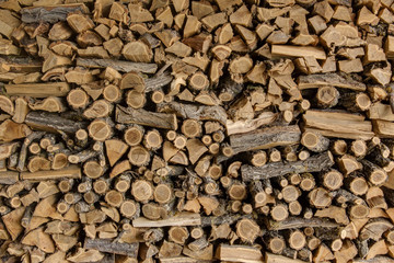 Pile of wood cut for fireplace