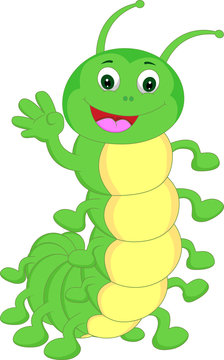 cute caterpillar waving cartoon
