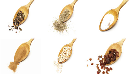 spoons with different ingredients