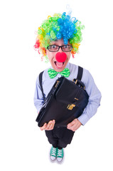 Fototapeta premium Clown businessman isolated on white