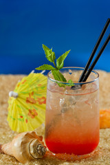refreshing drink on the beach