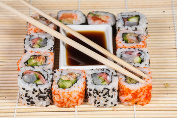 Different types of Sushi in a plate