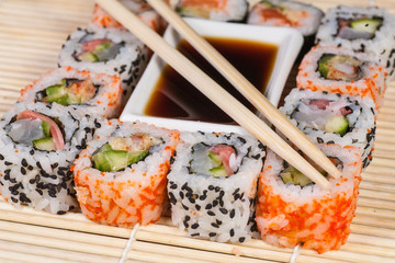 Different types of Sushi in a plate