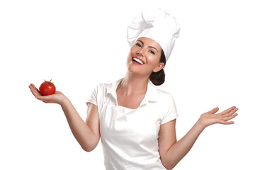 young woman chef showing ingredients for italian food - 54094165