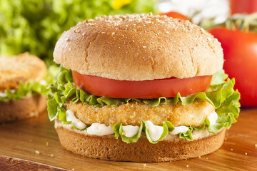 Breaded Chicken Patty Sandwich on a Bun