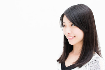 Fototapeta premium attractive asian woman on white background