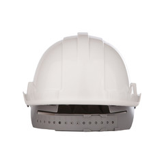 rear view of white safety helmet isolated backgorund