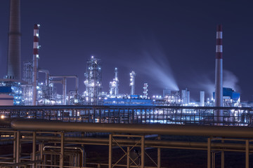 Refinery industrial plant with Industry boiler at night