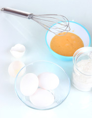 Ingredients for dough isolated on white