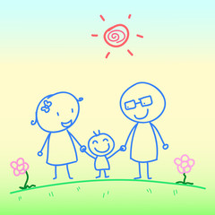 Hand drawn Happy family