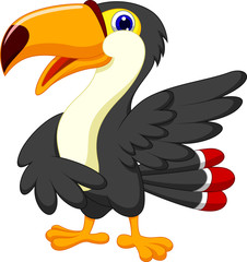 Cute toucan cartoon presenting