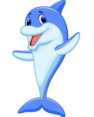 Obraz premium Ładny delfin kreskówka macha