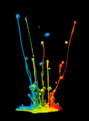 Colored splashes isolated on black background