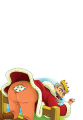 Cartoon scene focused on king having punishment - illustration for children