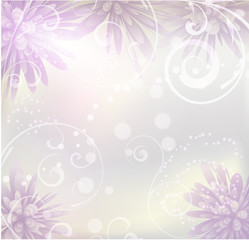 Pastel colored background with purple flowers
