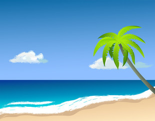 Fototapeta na wymiar Palm trees on the island. Vector image.