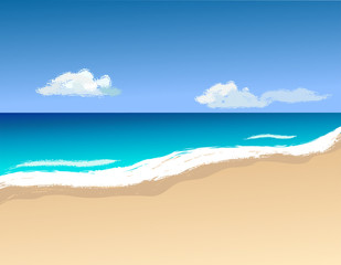 Vector illustrashion, shoreline and waves