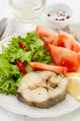 boiled fish with salad